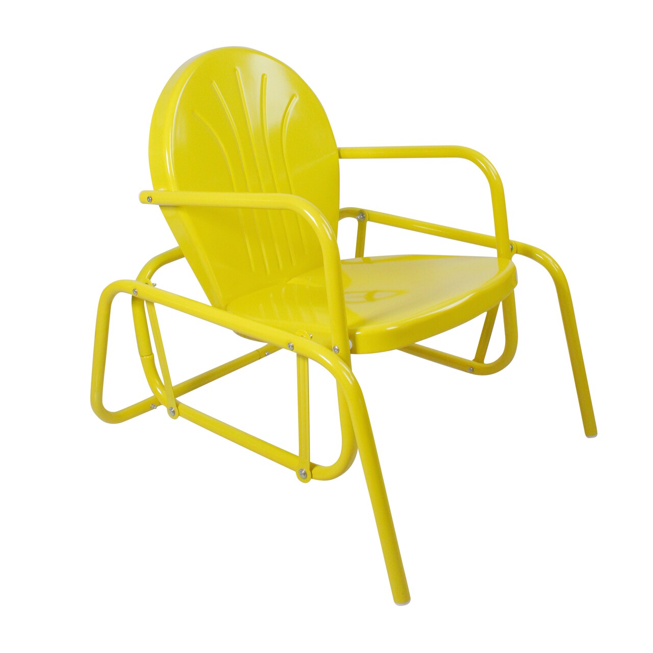 LB International 34" Yellow Outdoor Retro Metal Tulip Single Glider